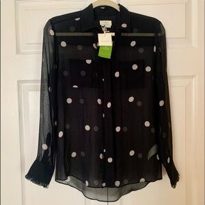 NWT Polka dot Kate Spade button down (sheer)